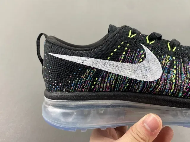 Nike Tênis de Corrida Preto Multicolor Flyknit Upper Full-Length Visible Air Unit 3