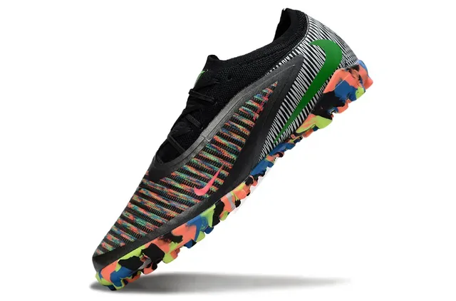 Nike Black Multicolor Knit Upper Striped Pattern Artificial-Grass Soccer Shoes 2