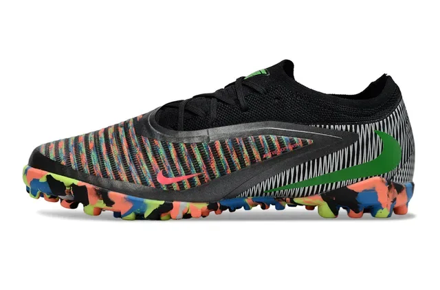 Nike Black Multicolor Knit Upper Striped Pattern Artificial-Grass Soccer Shoes 5