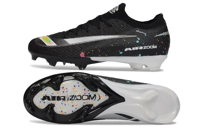 Nike Chaussures de football noir multicolore basse avec tige à la cheville supérieur tricot texturé construction sol ferme 5