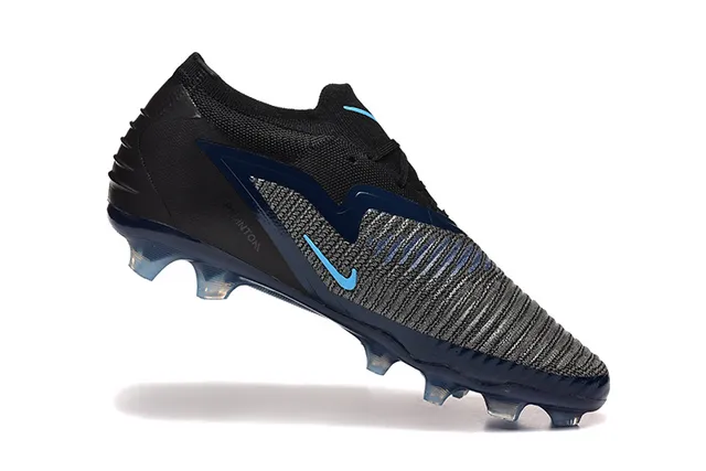 Nike Black Navy Low-Cut Knit Upper Asymmetric Lacing Firm-Ground Soccer Shoes 3