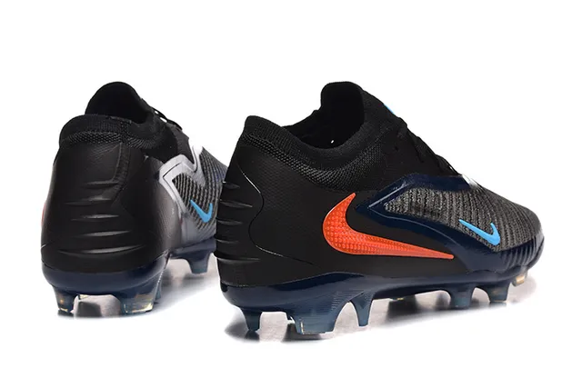 Nike Black Navy Low-Cut Knit Upper Asymmetric Lacing Firm-Ground Soccer Shoes 5