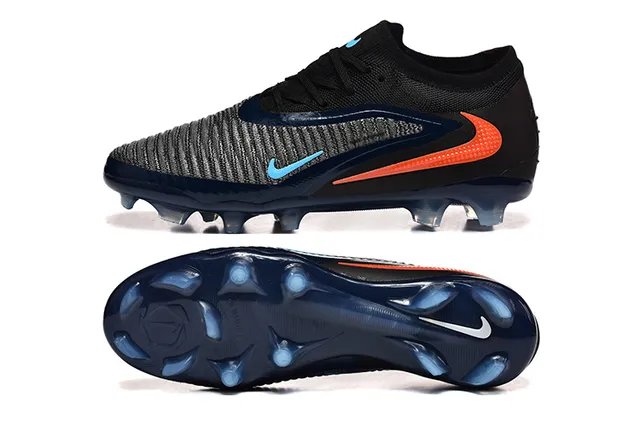 Nike Black Navy Low-Cut Knit Upper Asymmetric Lacing Firm-Ground Soccer Shoes 9