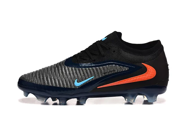 Nike Black Navy Low-Cut Knit Upper Asymmetric Lacing Firm-Ground Soccer Shoes 10