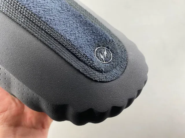 Nike Black Navy Molded Rubber Sole Perforated Side Panel Slippers 2