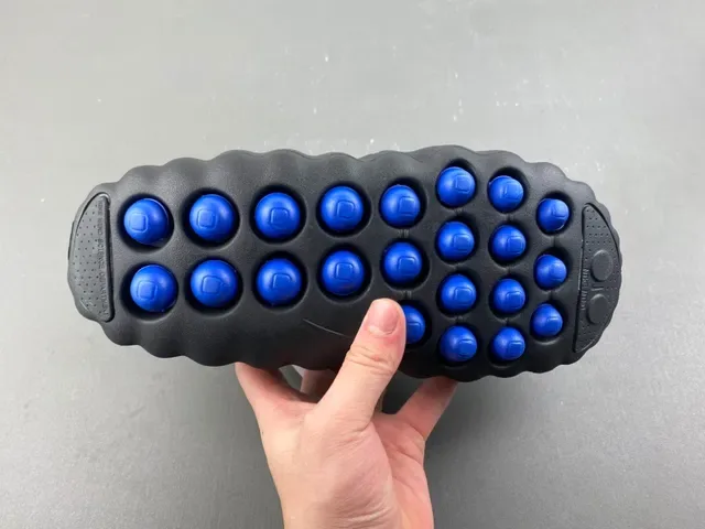 Nike Black Navy Molded Rubber Sole Perforated Side Panel Slippers 7