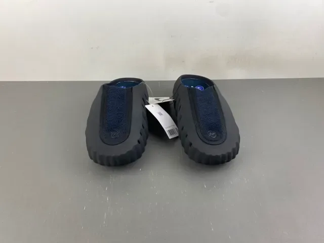 Nike Black Navy Molded Rubber Sole Perforated Side Panel Slippers 10