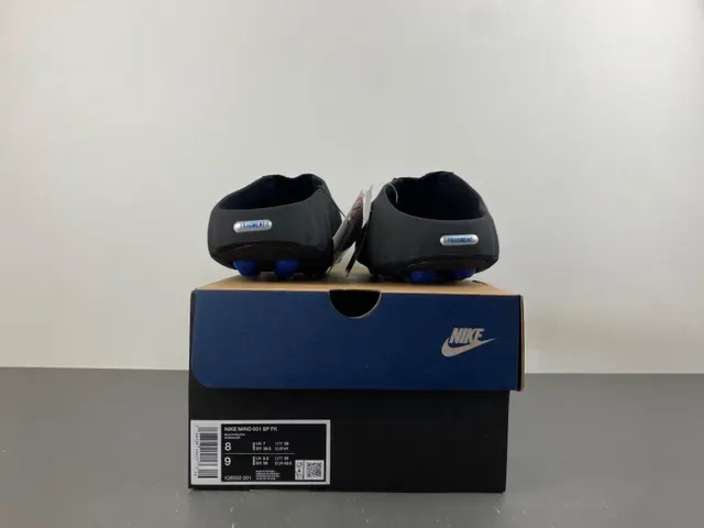 Nike Black Navy Molded Rubber Sole Perforated Side Panel Slippers 15