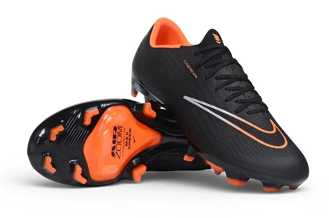 Nike Noir et Orange Flyweave Knit Upper Air Zoom Speed Plate Chaussures de football pour terrain ferme 3