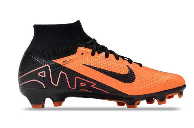 Nike Black Orange High-Cut Sock-Fit Collar Textured Synthetic Upper Firm-Ground Soccer Shoes 5