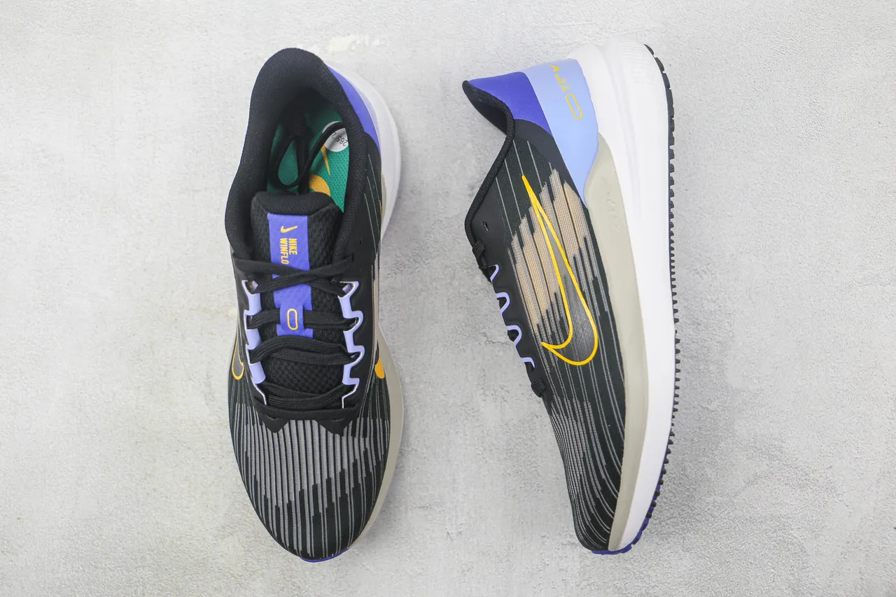 Nike Black Purple Engineered Knit Upper Tonal Striped Pattern Running Shoes 3
