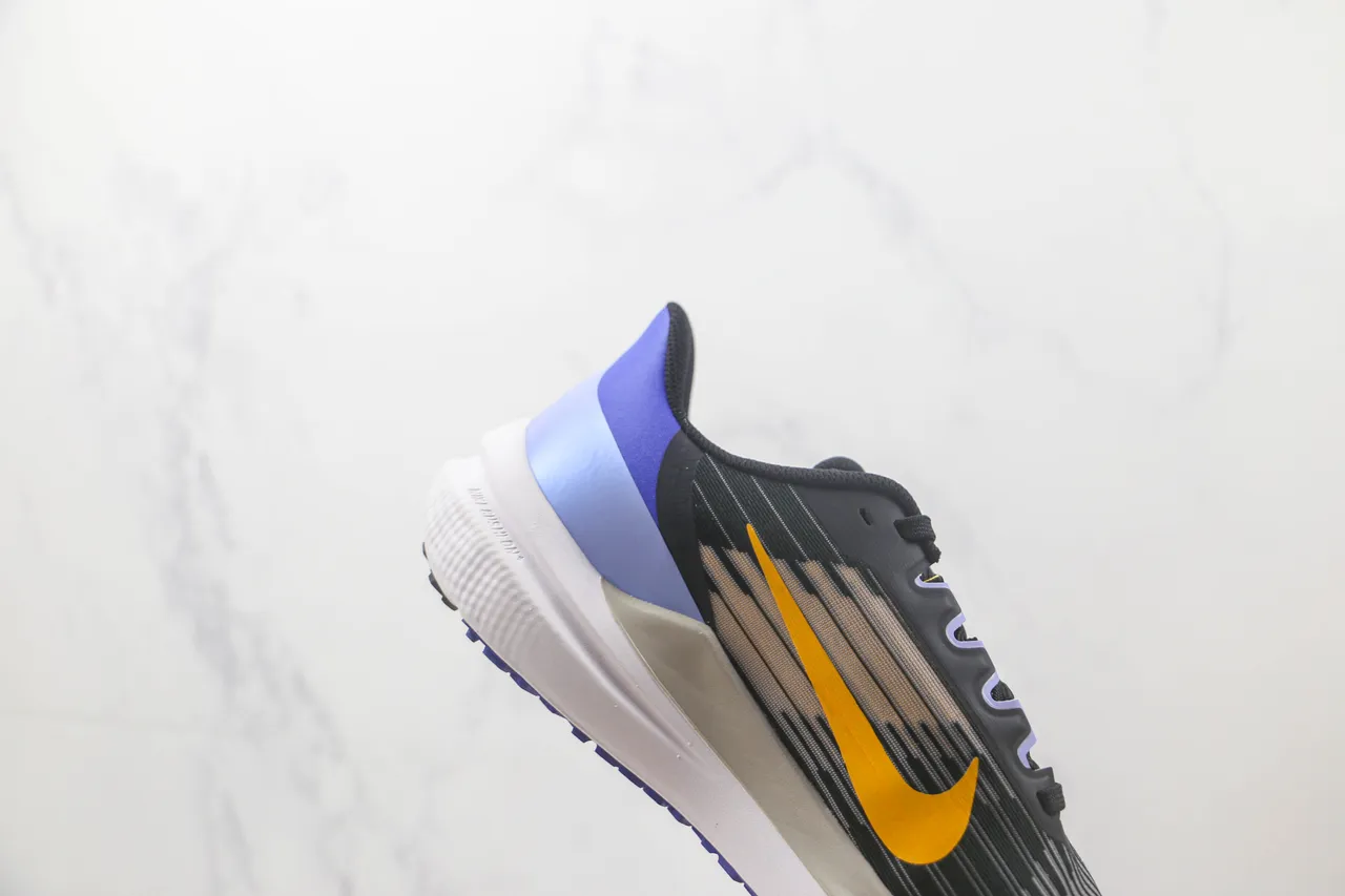 Nike Black Purple Engineered Knit Upper Tonal Striped Pattern Running Shoes 5