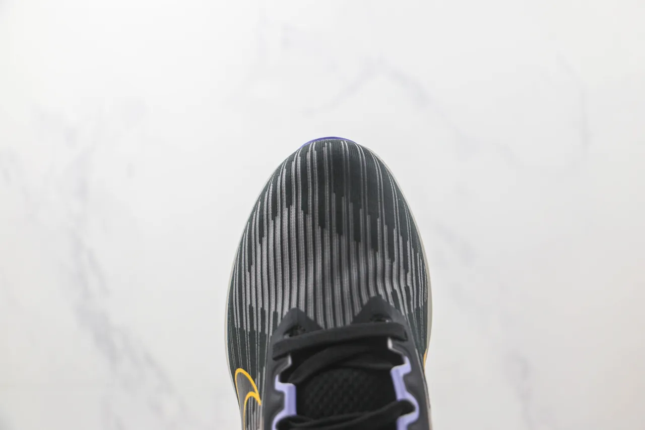 Nike Black Purple Engineered Knit Upper Tonal Striped Pattern Running Shoes 6