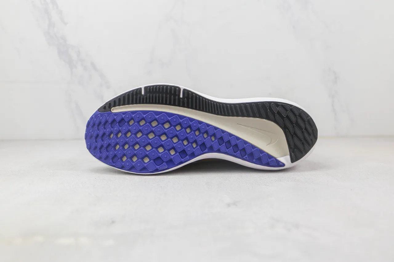 Nike Black Purple Engineered Knit Upper Tonal Striped Pattern Running Shoes 8