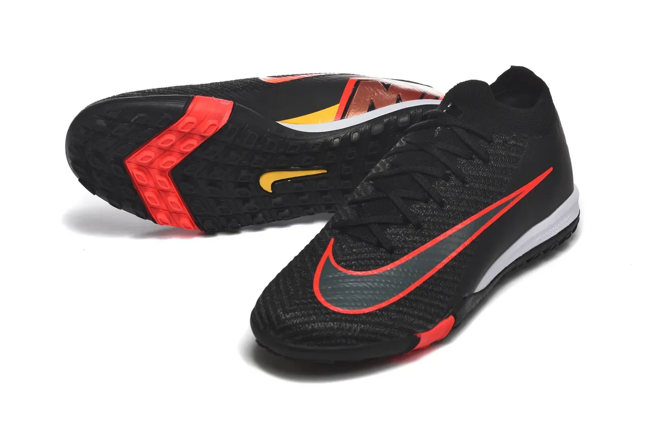 Nike Noir Rouge Knit Sock-Fit Upper Low-Profile Outsole Turf Chaussures de Football 6