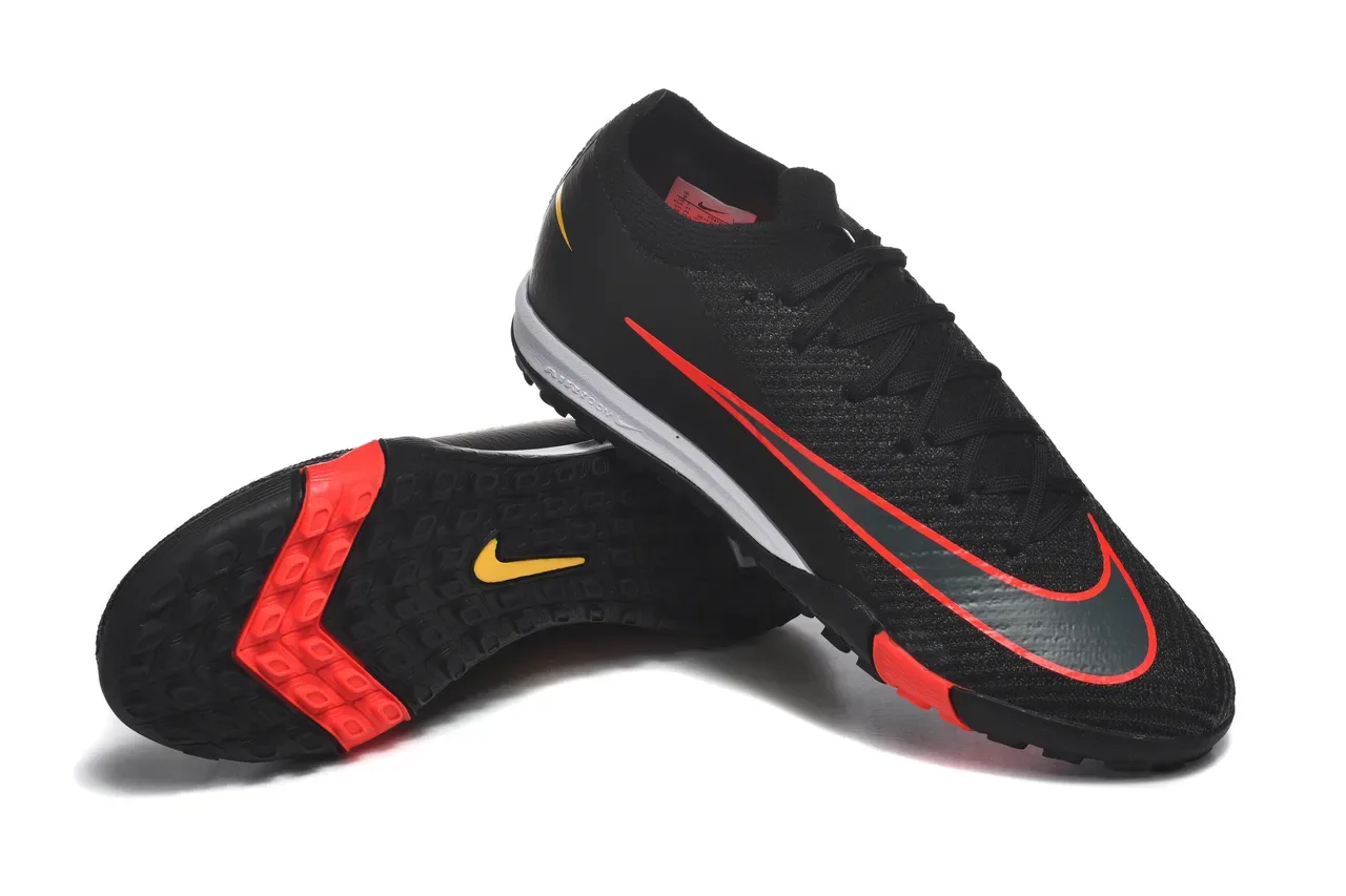 Nike Noir Rouge Knit Sock-Fit Upper Low-Profile Outsole Turf Chaussures de Football 7