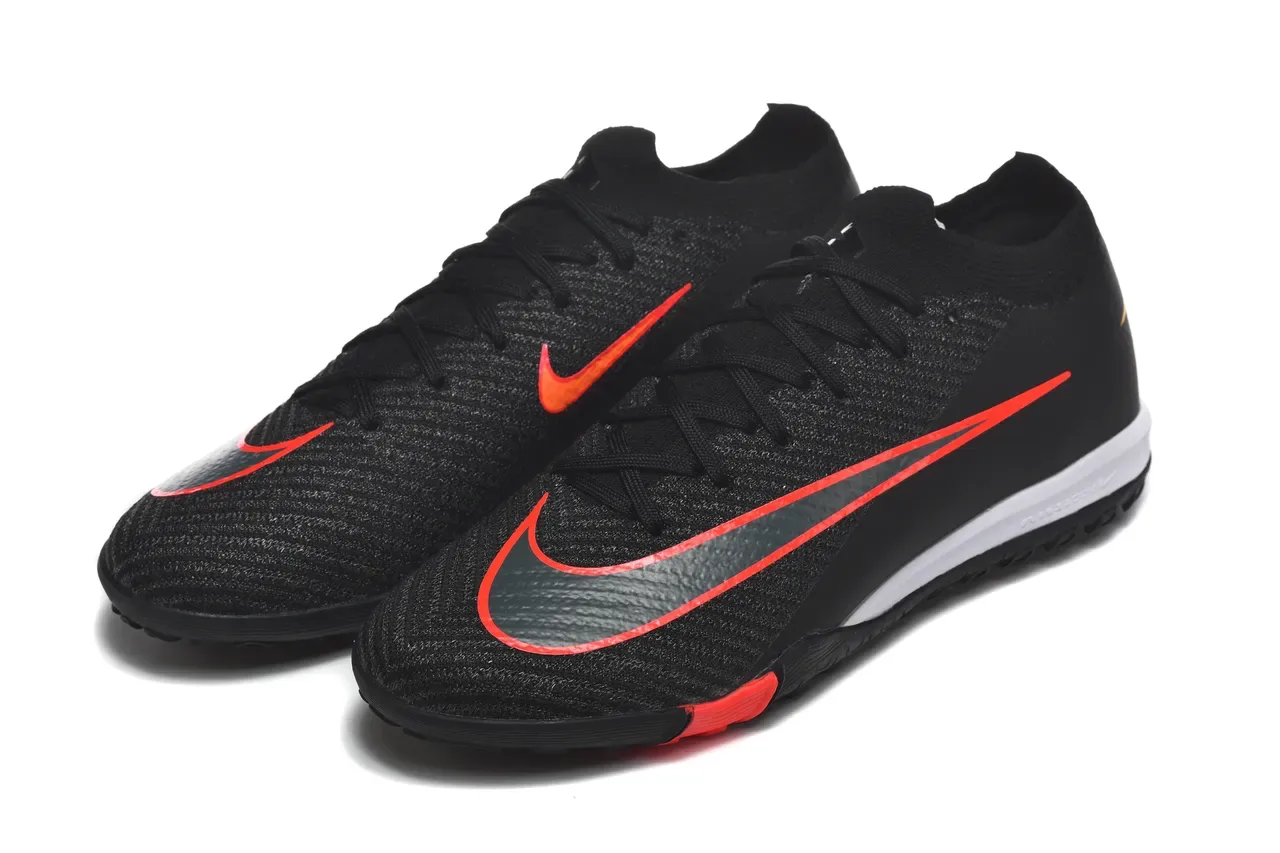 Nike Noir Rouge Knit Sock-Fit Upper Low-Profile Outsole Turf Chaussures de Football 8