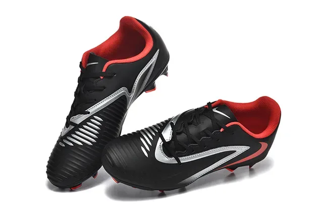 Nike أسود أحمر منخفض القطع علو صيني نسيج ريبيد أمامي أرضية ثابتة أحذية كرة القدم 2