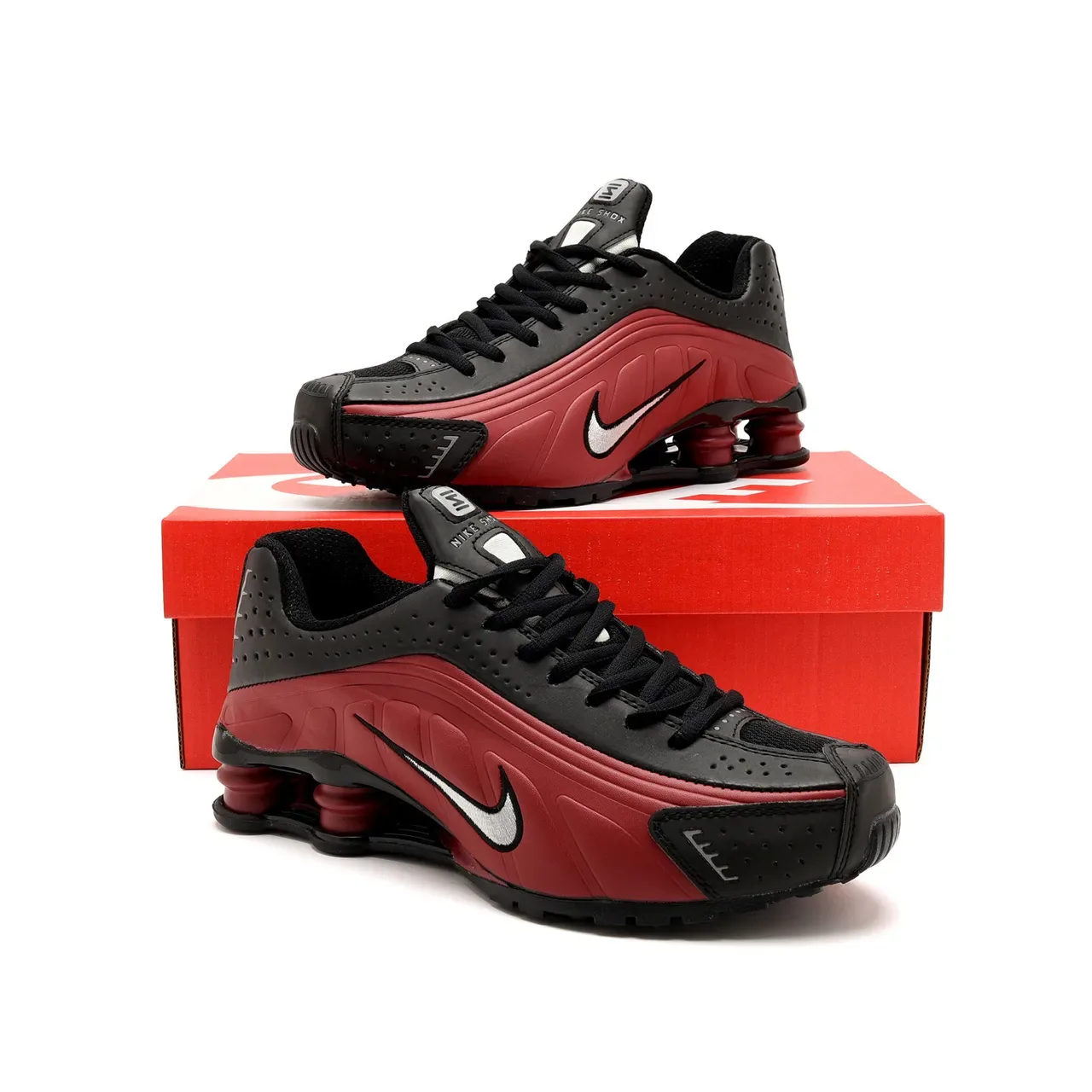 Nike Black Red Shox Cushioning Perforées Synthetic Upper Lifestyle Sneakers 3