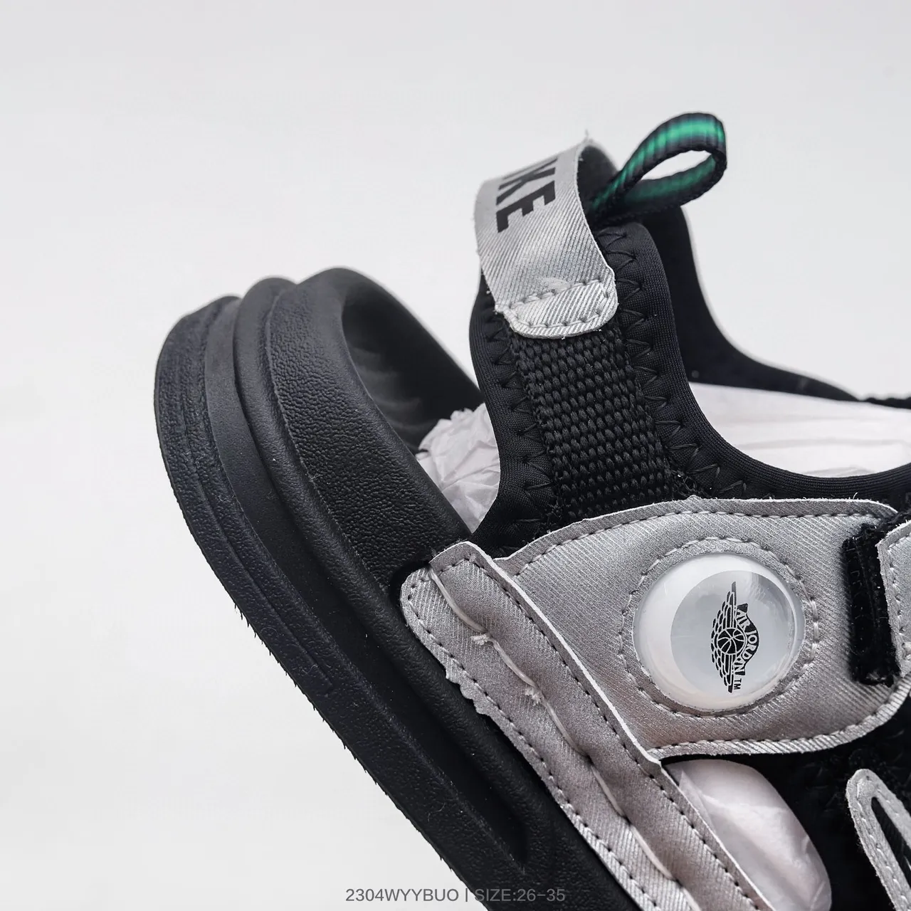 Nike Black White Dual-Strap Velcro Closure Circular Dial Accent Casual Sandals 14