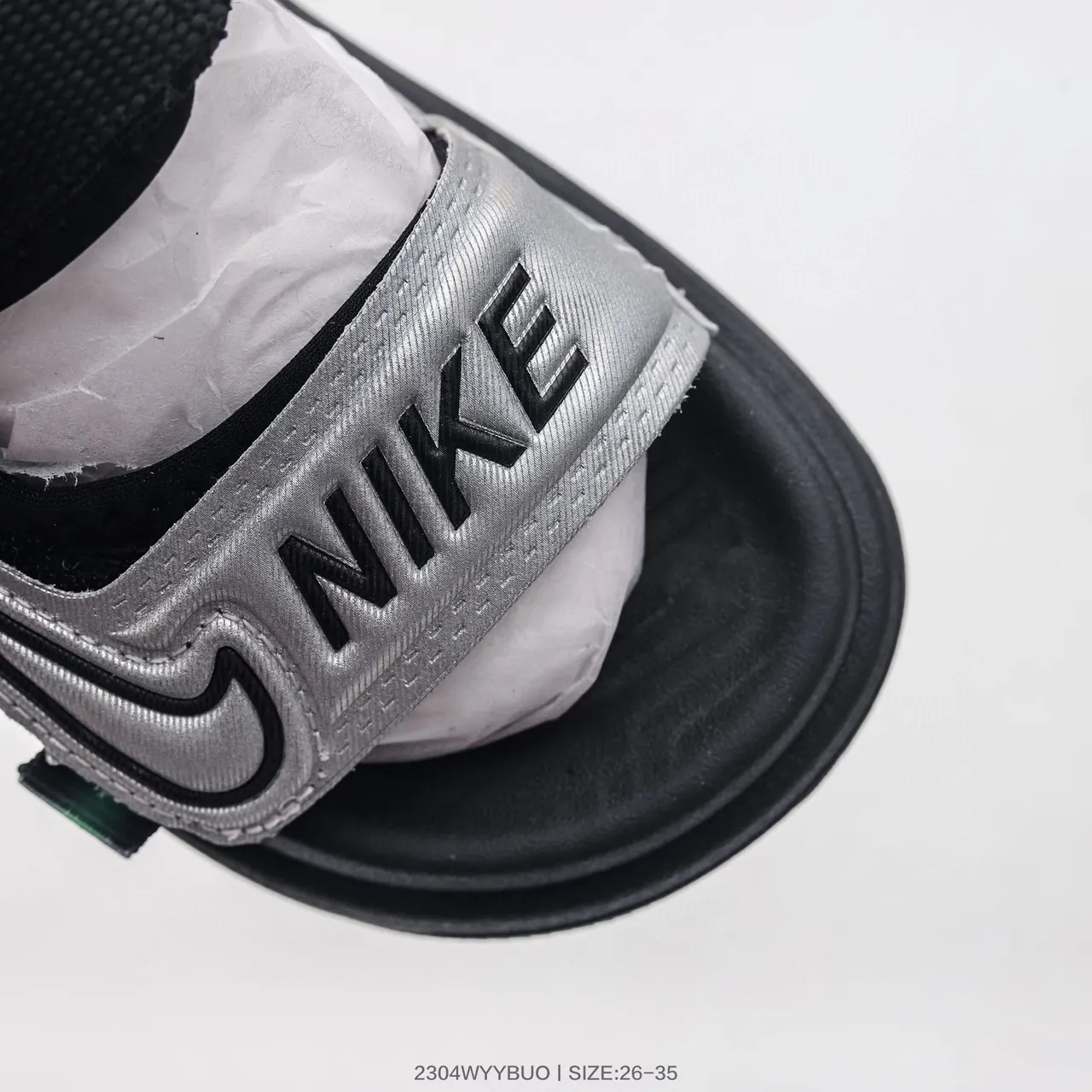 Nike Black White Dual-Strap Velcro Closure Circular Dial Accent Casual Sandals 15