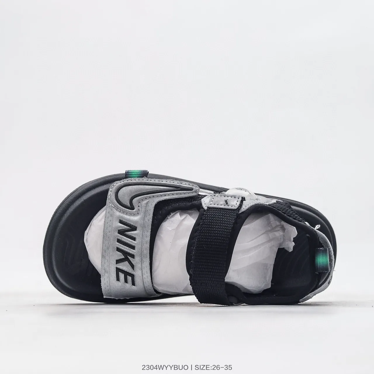 Nike Black White Dual-Strap Velcro Closure Circular Dial Accent Casual Sandals 19