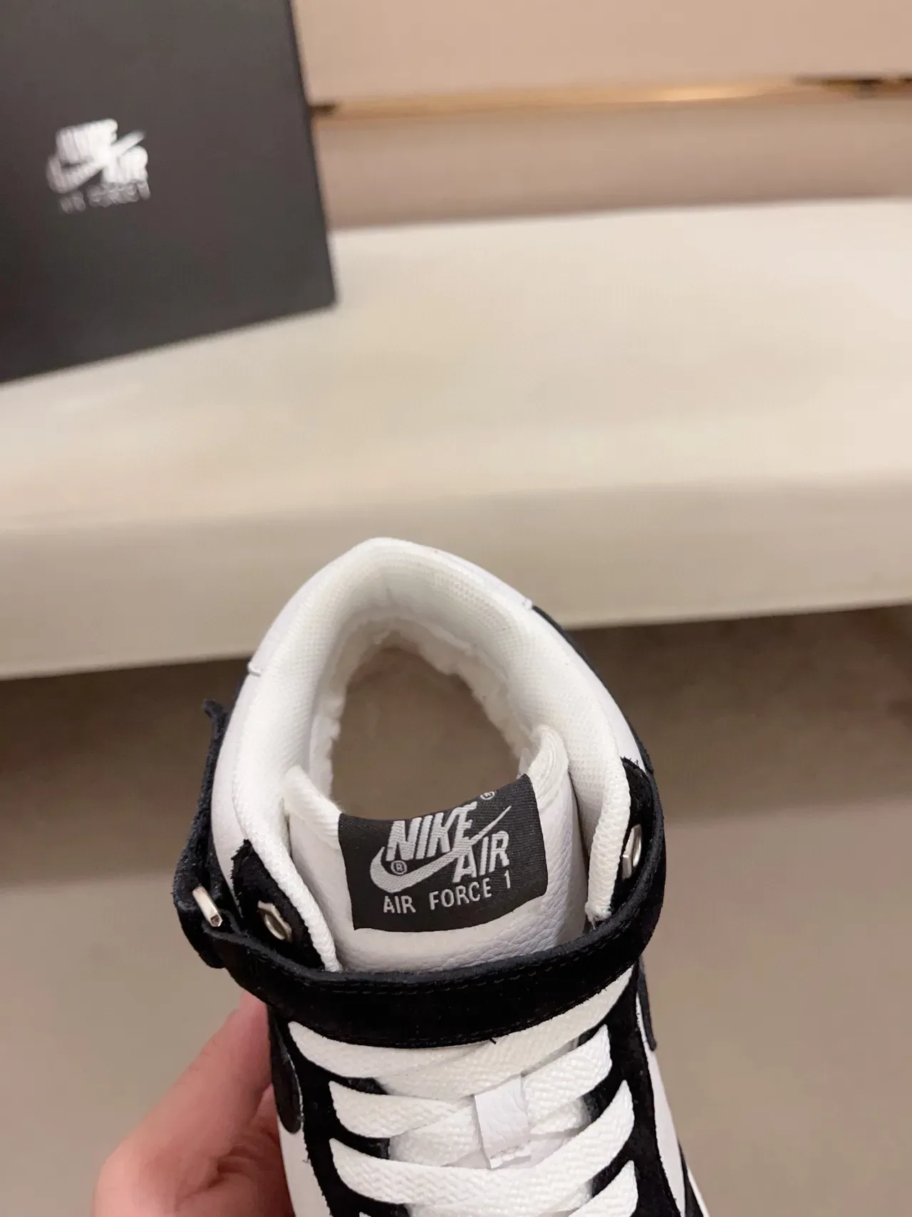 Nike Black White High-Top Suede And Leather Paneling Lifestyle Sneakers 5