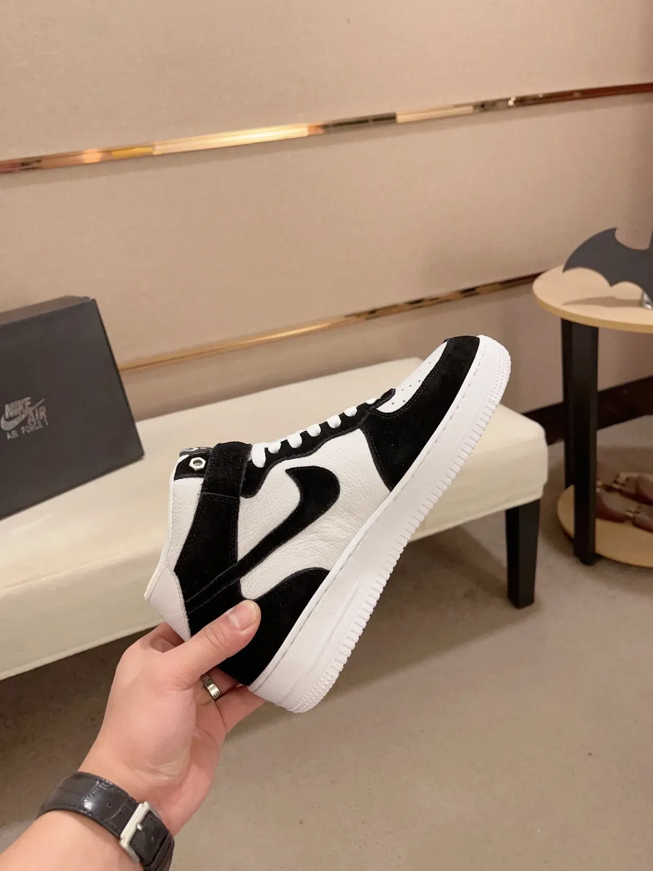 Nike Black White High-Top Suede And Leather Paneling Lifestyle Sneakers 6