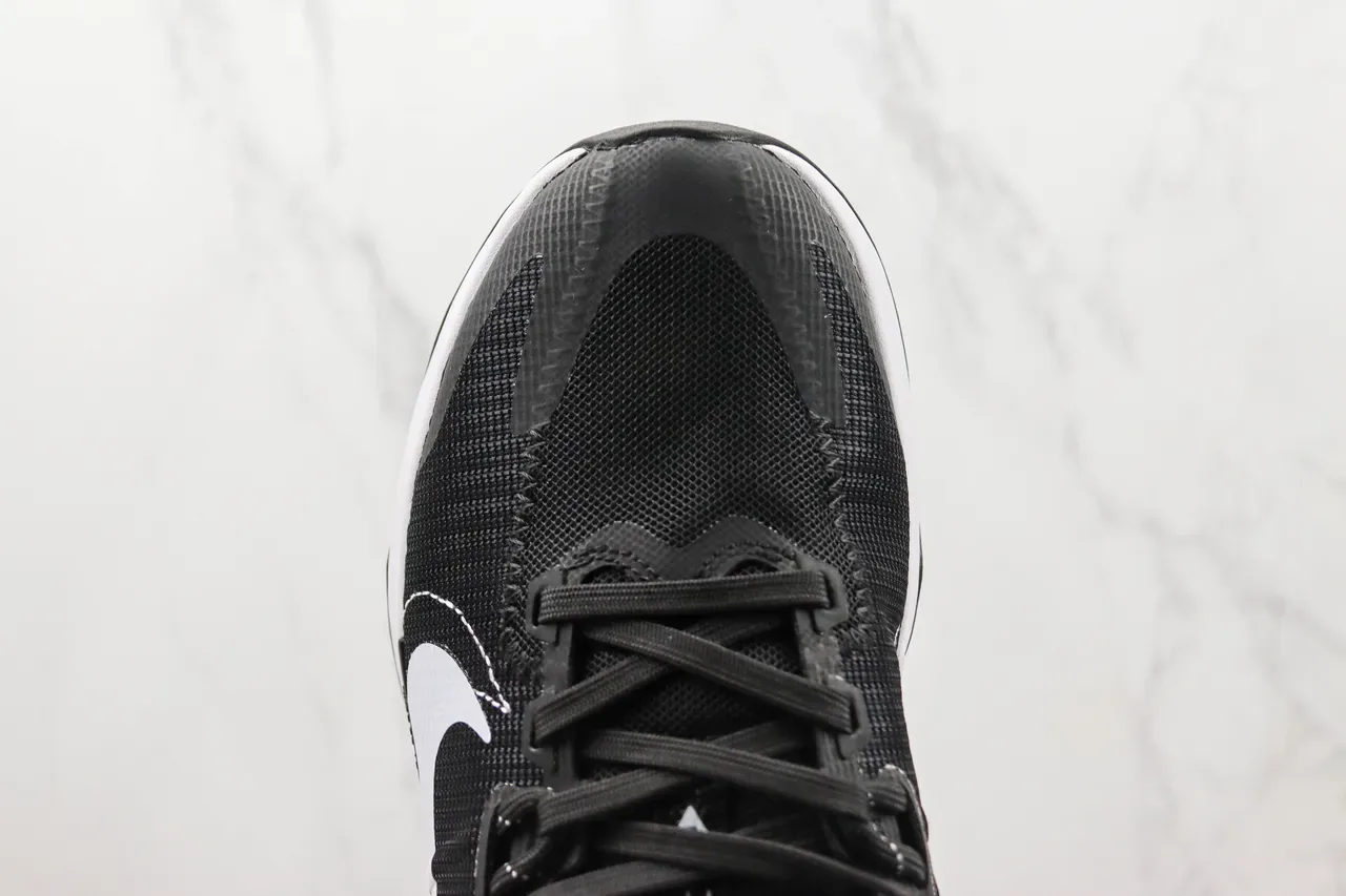 Nike Black White Mesh Upper Swoosh Lifestyle Sneakers 6