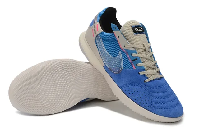 Nike Blue Beige Low-Top Mesh And Suede Upper Sneakers 4