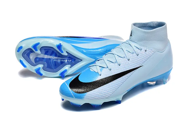 Nike Blue Black High-Cut Flyknit Upper Asymmetrical Lacing Firm-Ground Soccer Shoes 6