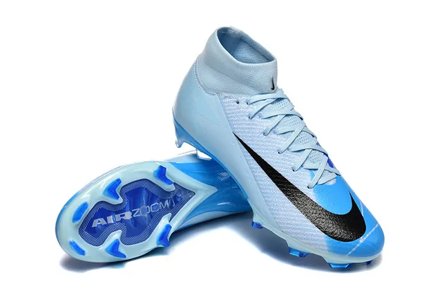 Nike Blue Black High-Cut Flyknit Upper Asymmetrical Lacing Firm-Ground Soccer Shoes 7