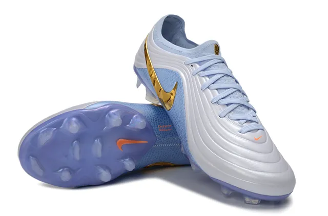 Nike Blue Gold Low-Cut Sock-Fit Collar Ribbed Synthetic Midfoot Cage Firm-Ground Soccer Shoes 4