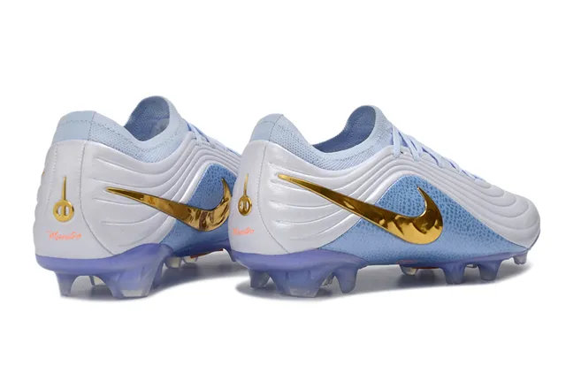 Nike Blue Gold Low-Cut Sock-Fit Collar Ribbed Synthetic Midfoot Cage Firm-Ground Soccer Shoes 5