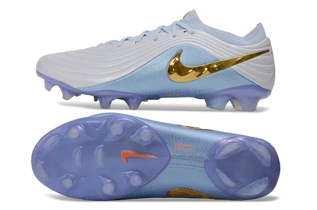 Nike Blue Gold Low-Cut Sock-Fit Collar Ribbed Synthetic Midfoot Cage Firm-Ground Soccer Shoes 6