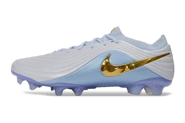 Nike Blue Gold Low-Cut Sock-Fit Collar Ribbed Synthetic Midfoot Cage Firm-Ground Soccer Shoes 7