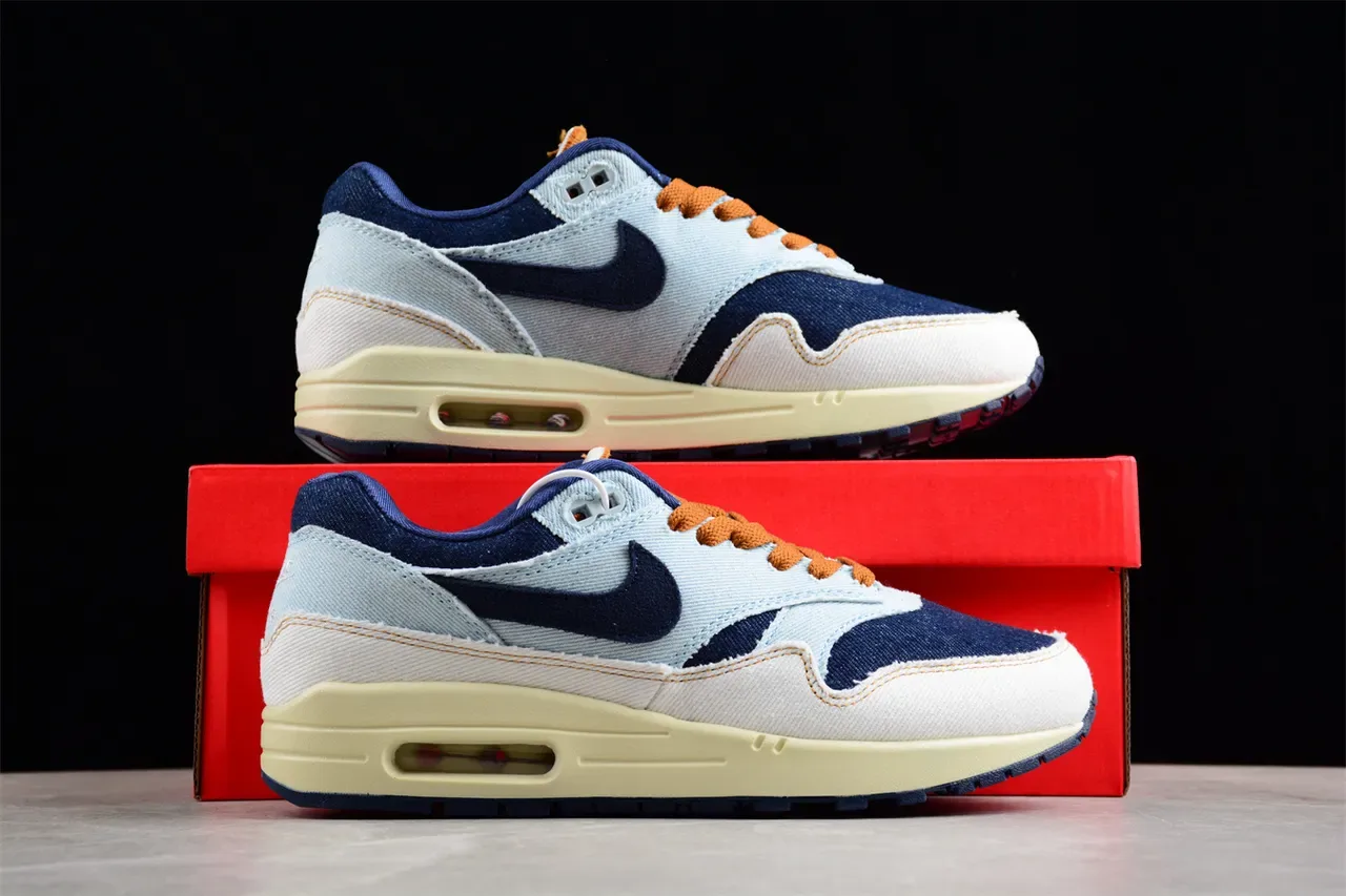 نيك حذاء رياضي أزرق بحري أعلى نسيج الدنيم مرئي Air Cushioning نمط حياة 15