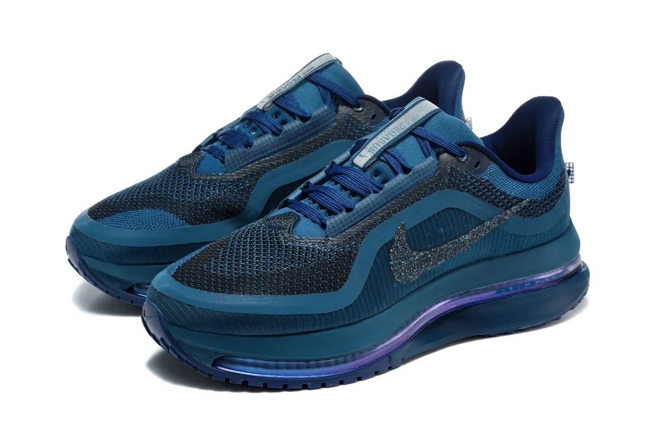 Nike Blue Navy Engineered Knit Upper Full-Length Visible Air Unit Sneakers 4