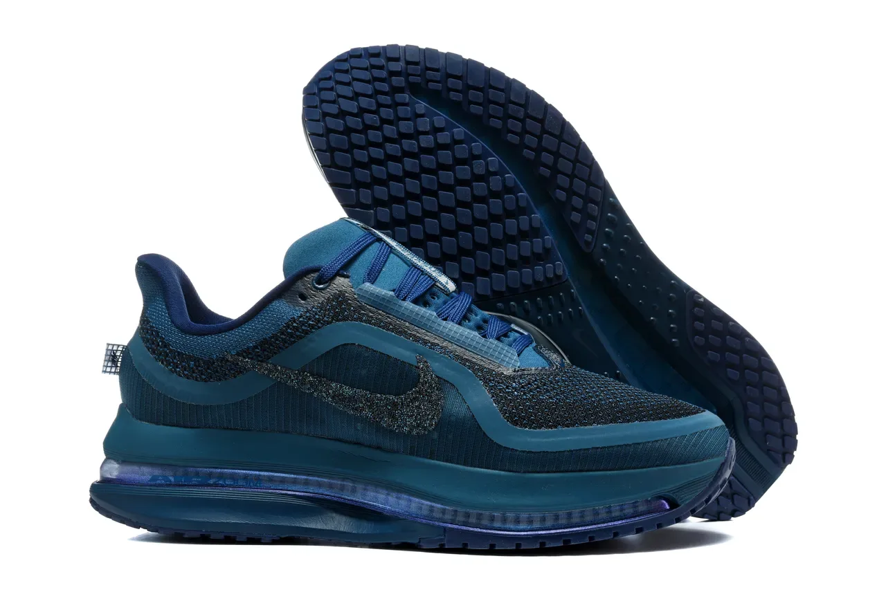 Nike Blue Navy Engineered Knit Upper Full-Length Visible Air Unit Sneakers 5