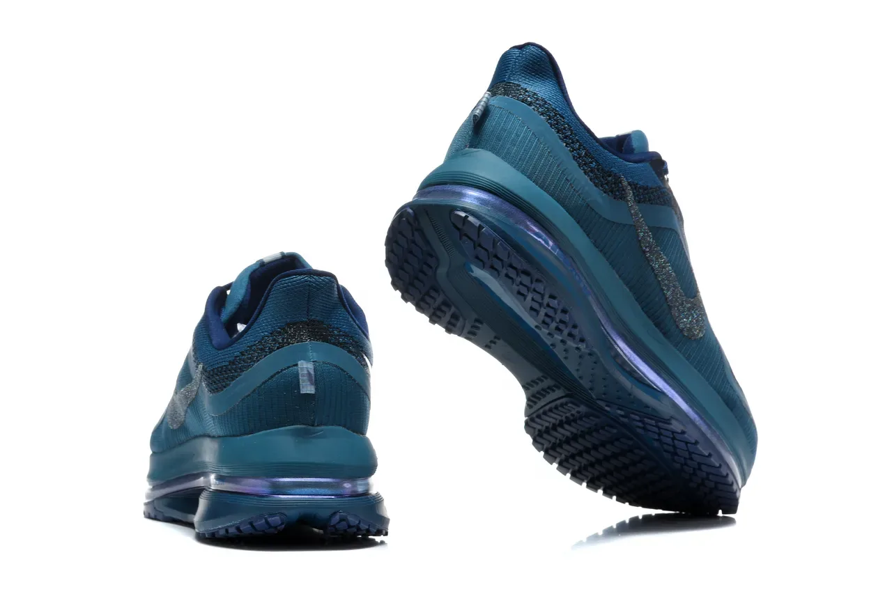 Nike Blue Navy Engineered Knit Upper Full-Length Visible Air Unit Sneakers 7