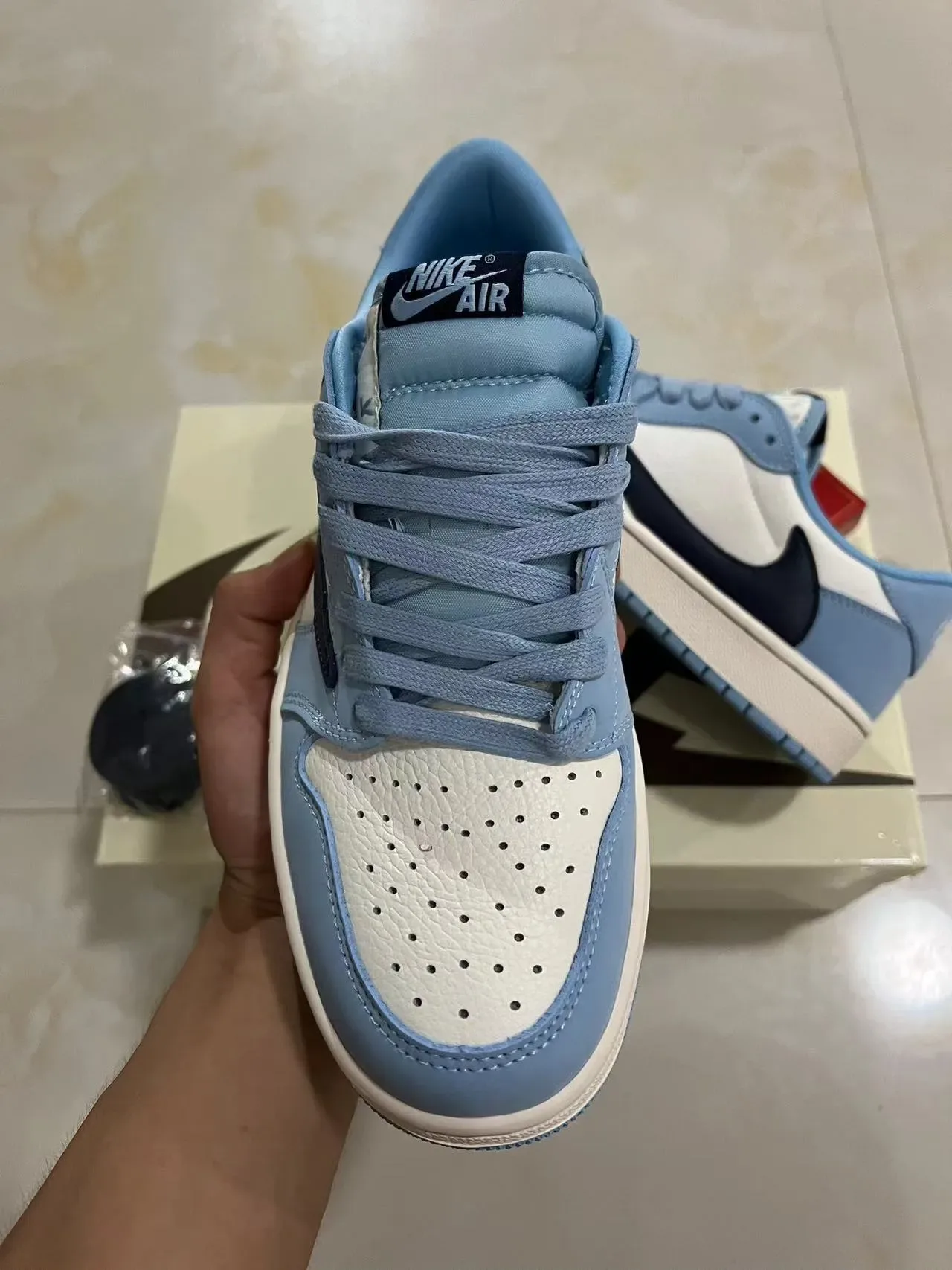 Nike Blue Navy Low-Top Layered Leather-Suede Upper Lifestyle Sneakers 3