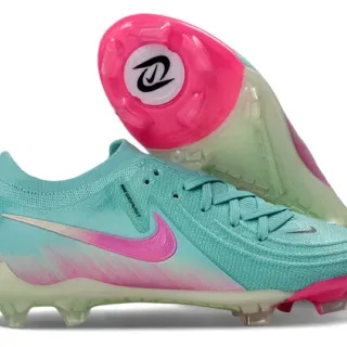Nike Blue Pink Knit Upper Sock-Fit Collar Firm-Ground Soccer Shoes