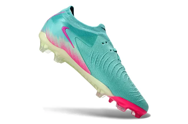 Nike Blue Pink Knit Upper Sock-Fit Collar Firm-Ground Soccer Shoes 2