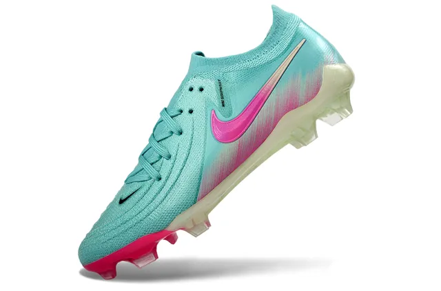Nike Blue Pink Knit Upper Sock-Fit Collar Firm-Ground Soccer Shoes 3