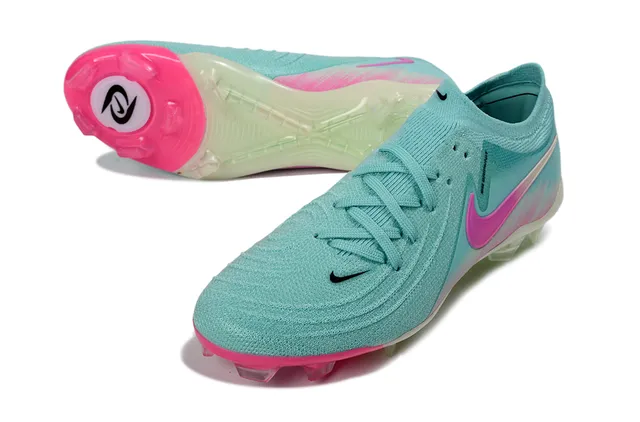 Nike Blue Pink Knit Upper Sock-Fit Collar Firm-Ground Soccer Shoes 4