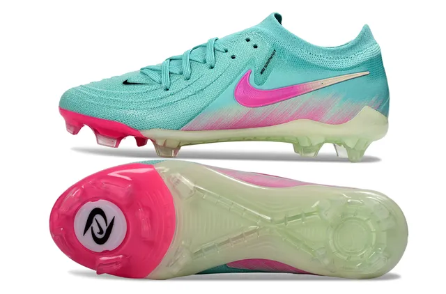 Nike Blue Pink Knit Upper Sock-Fit Collar Firm-Ground Soccer Shoes 6