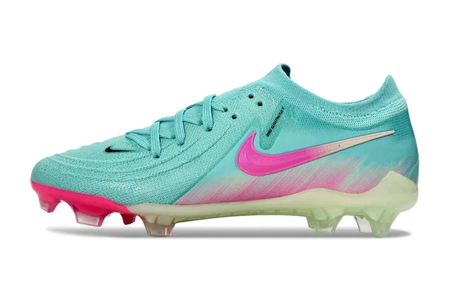 Nike Blue Pink Knit Upper Sock-Fit Collar Firm-Ground Soccer Shoes 7
