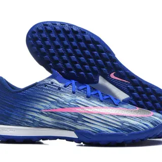 Nike Blue Pink Low-Cut Synthetic Upper Textured Wave-Patterned Knit Turf Soccer Shoes