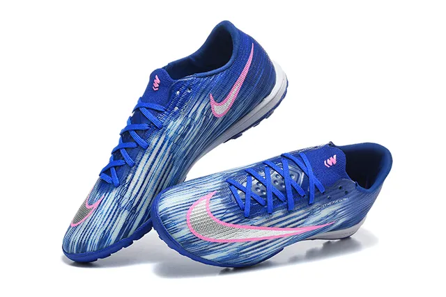 Nike Zapatos de Fútbol Turf Azul Rosa Superior Sintético Texturizado con Patrón de Onda Tejido Corte Bajo 2