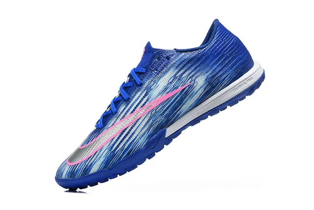 Nike Zapatos de Fútbol Turf Azul Rosa Superior Sintético Texturizado con Patrón de Onda Tejido Corte Bajo 4